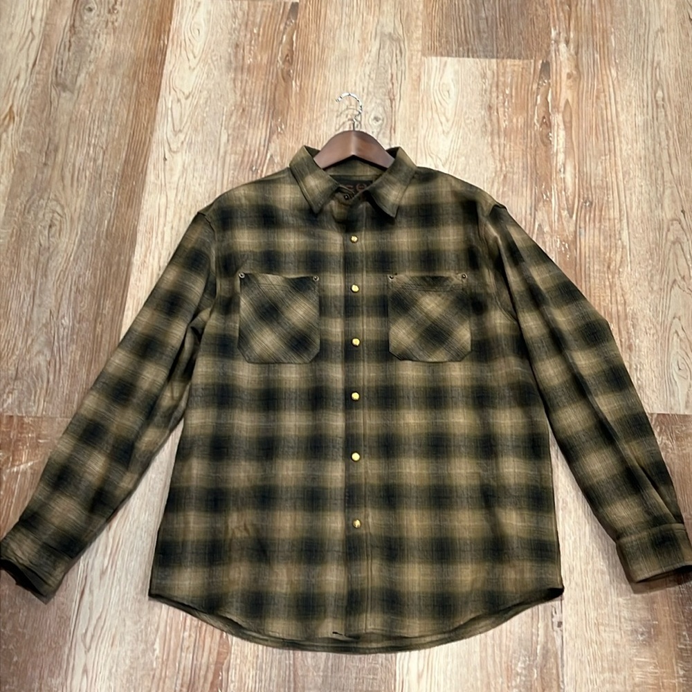Victory Sportswear Men’s L Green black flannel pearl snap Work Wear Lumberjack